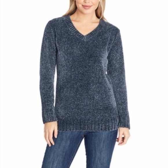 Orvis Ladies' Navy Blue Chenille Sweater Size Medium - Picture 1 of 6